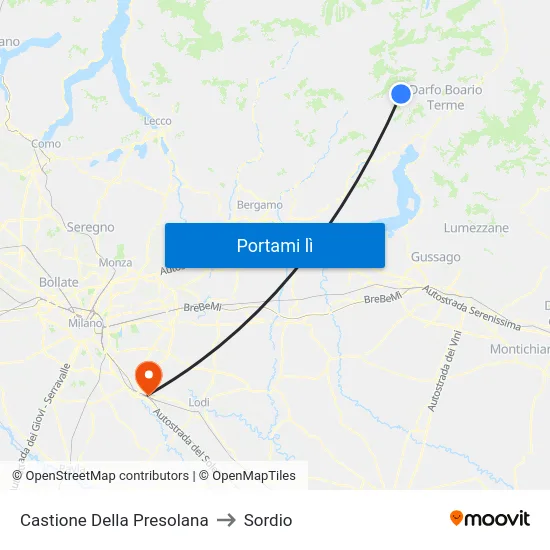Castione Della Presolana to Sordio map
