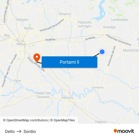 Dello to Sordio map