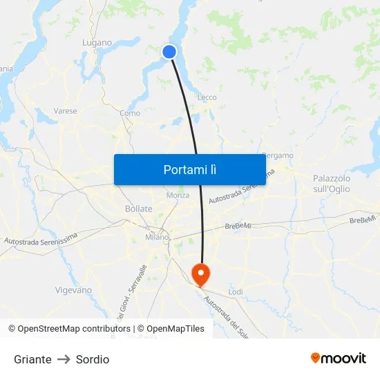 Griante to Sordio map