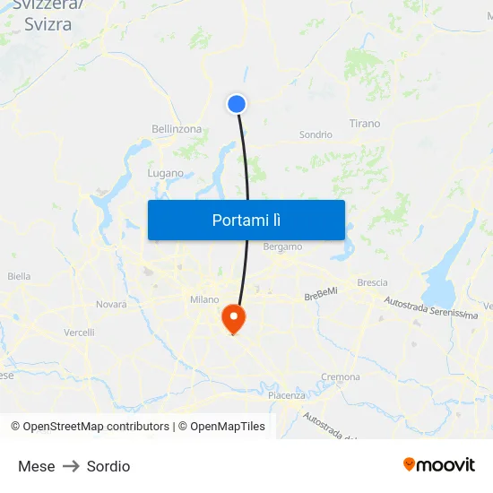 Mese to Sordio map