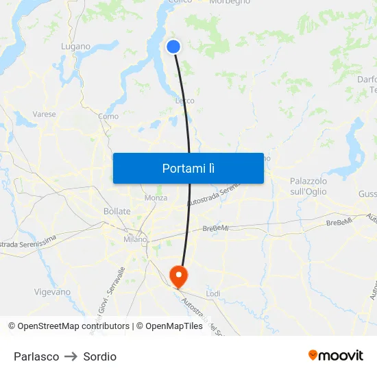 Parlasco to Sordio map