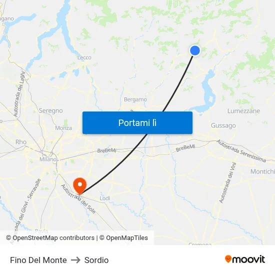 Fino Del Monte to Sordio map