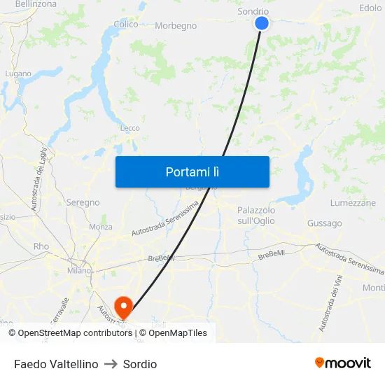 Faedo Valtellino to Sordio map