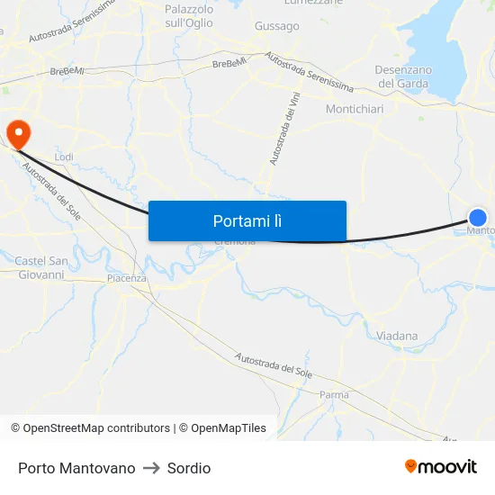 Porto Mantovano to Sordio map