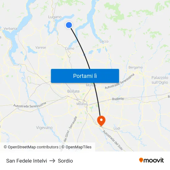 San Fedele Intelvi to Sordio map