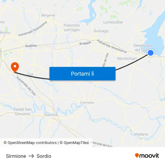 Sirmione to Sordio map
