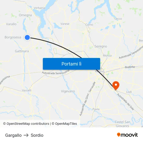 Gargallo to Sordio map