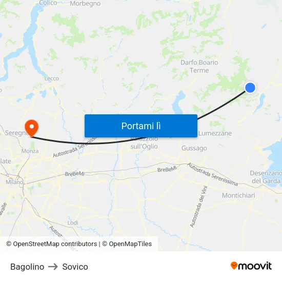 Bagolino to Sovico map