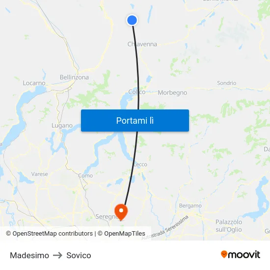 Madesimo to Sovico map