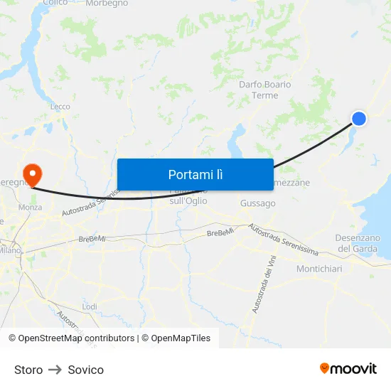 Storo to Sovico map