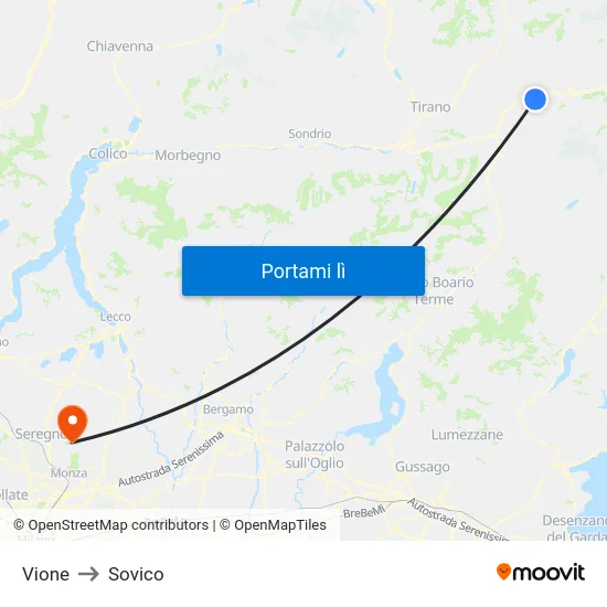 Vione to Sovico map