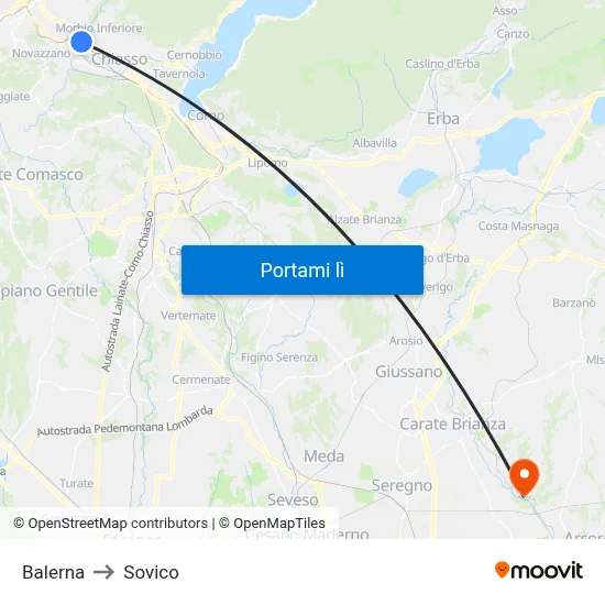 Balerna to Sovico map