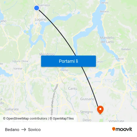 Bedano to Sovico map
