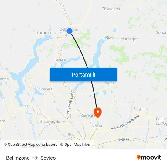 Bellinzona to Sovico map