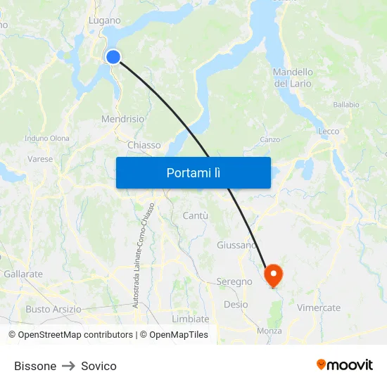 Bissone to Sovico map