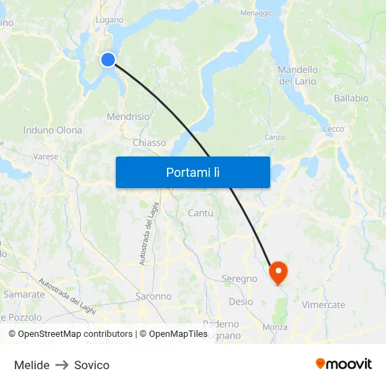 Melide to Sovico map