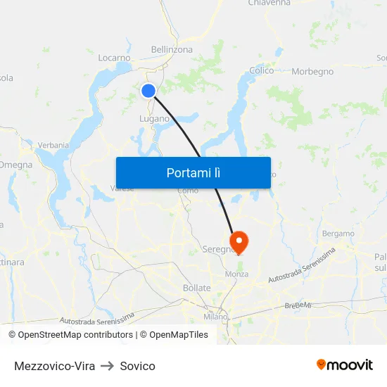Mezzovico-Vira to Sovico map