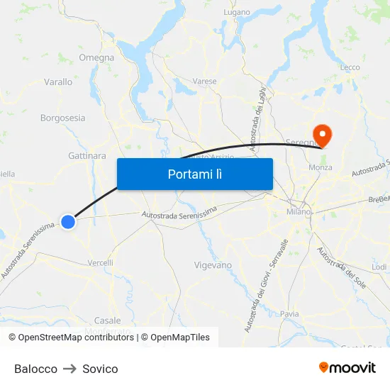 Balocco to Sovico map