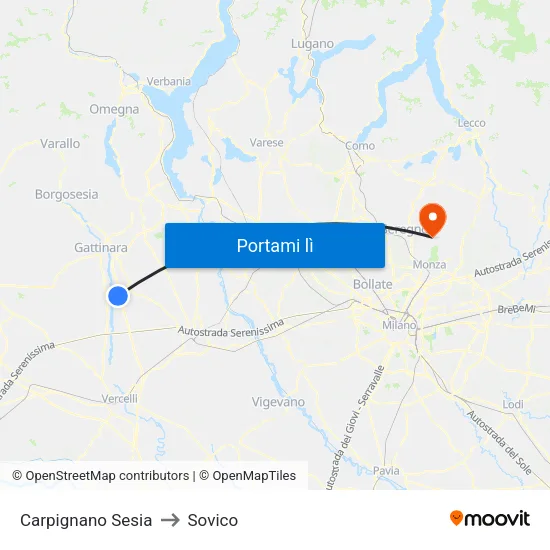 Carpignano Sesia to Sovico map