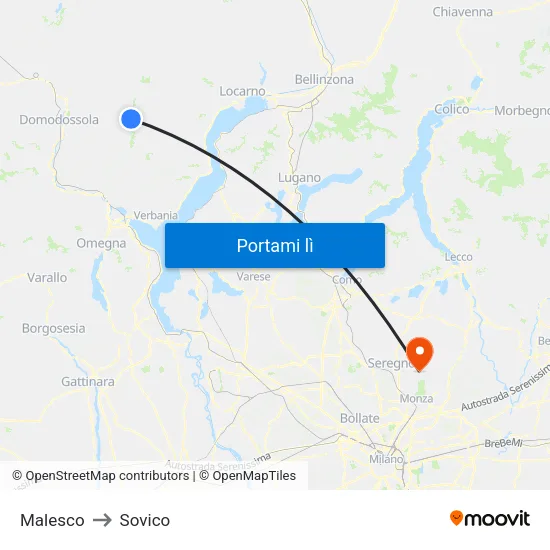 Malesco to Sovico map