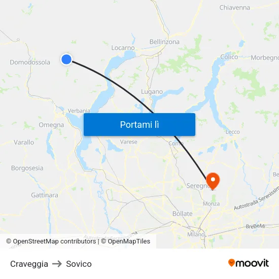 Craveggia to Sovico map