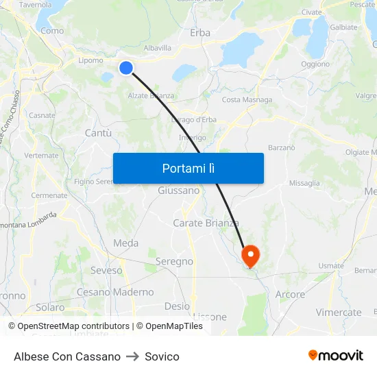 Albese Con Cassano to Sovico map