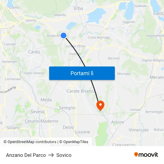 Anzano Del Parco to Sovico map