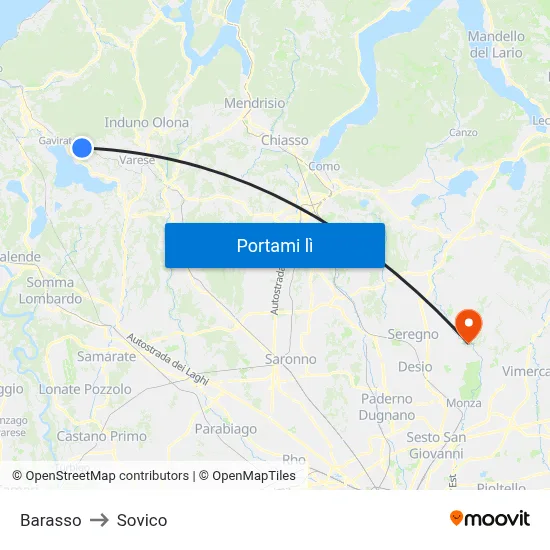 Barasso to Sovico map