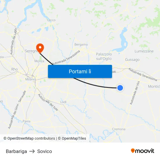Barbariga to Sovico map