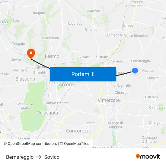 Bernareggio to Sovico map