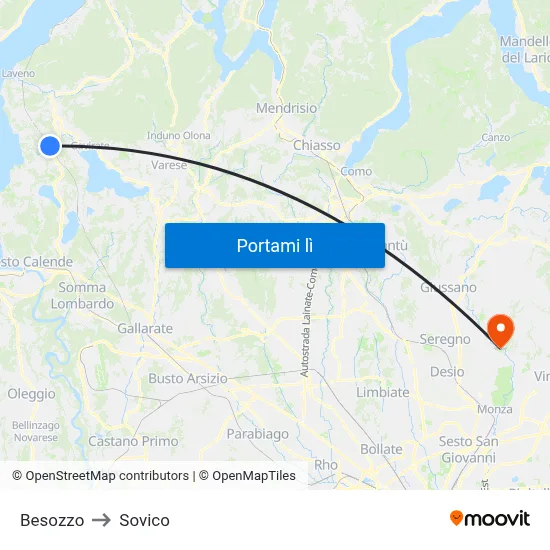 Besozzo to Sovico map