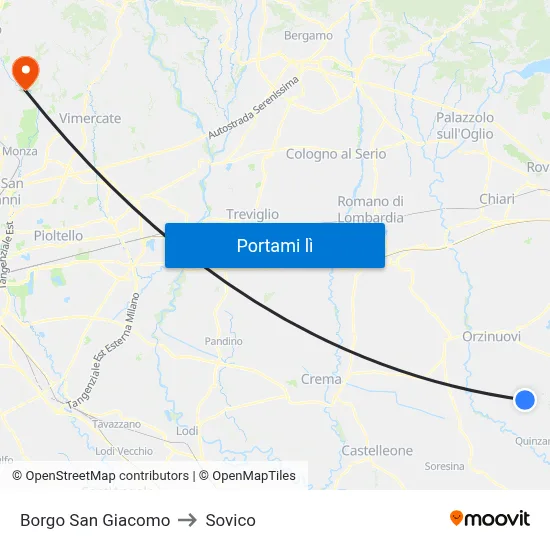 Borgo San Giacomo to Sovico map