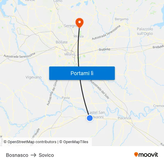 Bosnasco to Sovico map