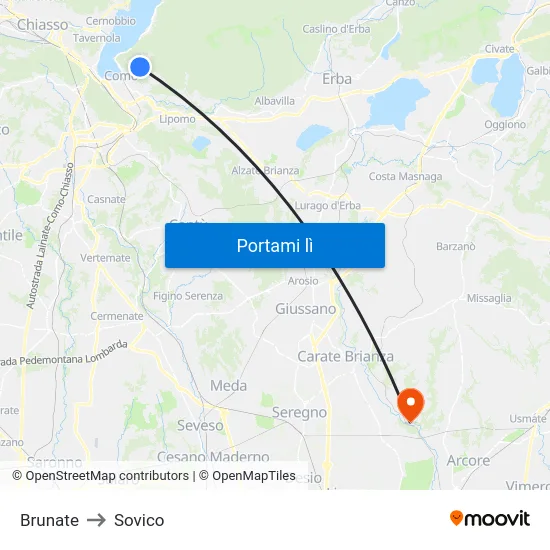 Brunate to Sovico map
