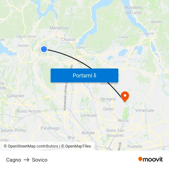 Cagno to Sovico map