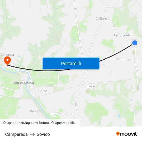 Camparada to Sovico map