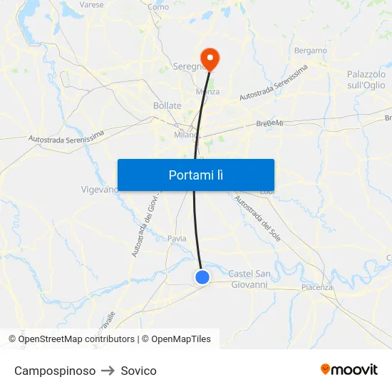 Campospinoso to Sovico map