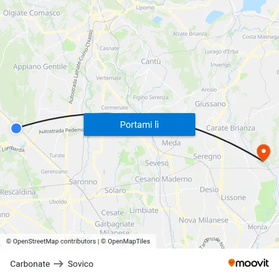 Carbonate to Sovico map