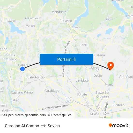 Cardano Al Campo to Sovico map