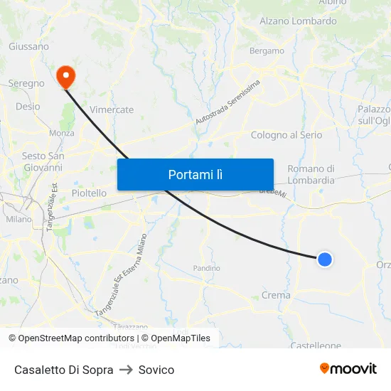 Casaletto Di Sopra to Sovico map
