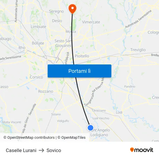Caselle Lurani to Sovico map