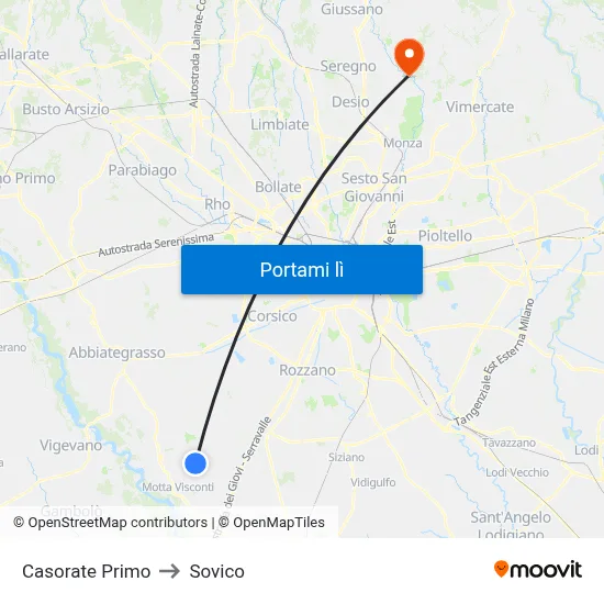 Casorate Primo to Sovico map