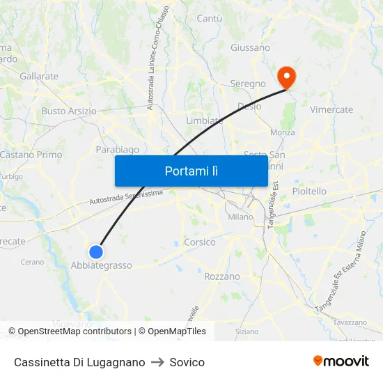 Cassinetta Di Lugagnano to Sovico map