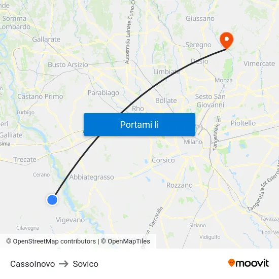 Cassolnovo to Sovico map