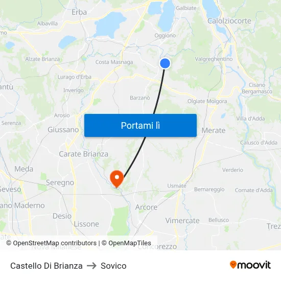 Castello Di Brianza to Sovico map