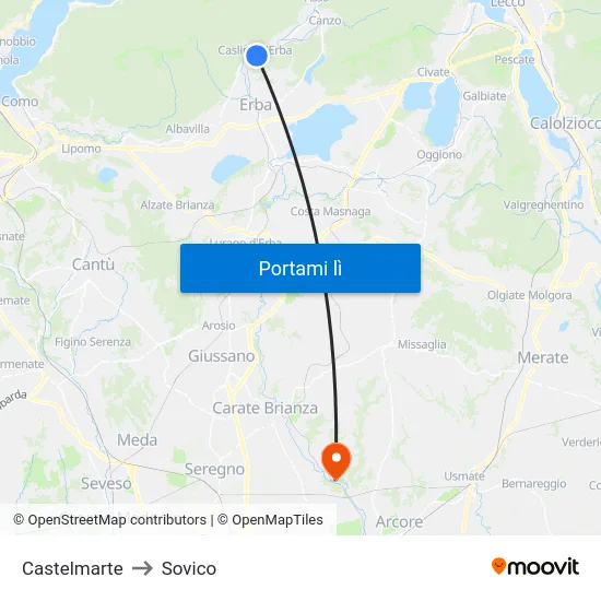 Castelmarte to Sovico map