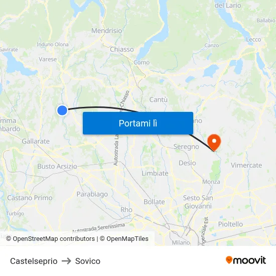 Castelseprio to Sovico map