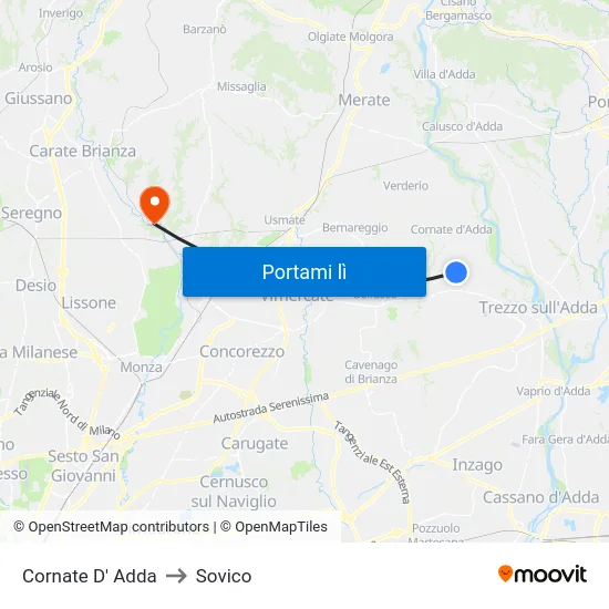 Cornate D' Adda to Sovico map