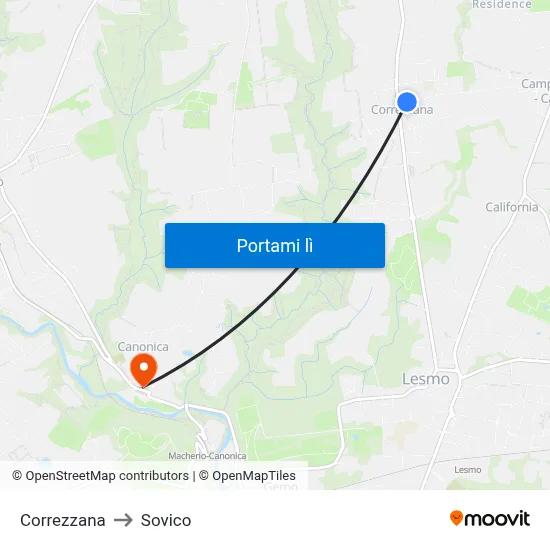 Correzzana to Sovico map