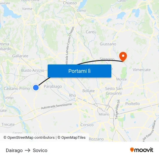 Dairago to Sovico map